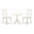 Pemberly Row 3-Piece Wood Kitchen Table Set with X-Back Chairs in Linen White