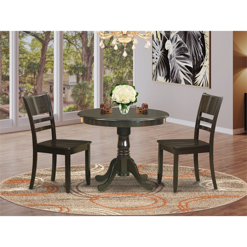 Pemberly Row 3-Piece Wood Dining Set in Cappuccino Finish