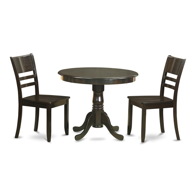 Pemberly Row 3-Piece Wood Dining Set in Cappuccino Finish
