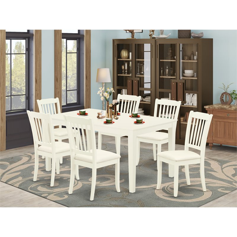 Pemberly Row 7-Piece Rectangular Dinette Set in Linen White Finish