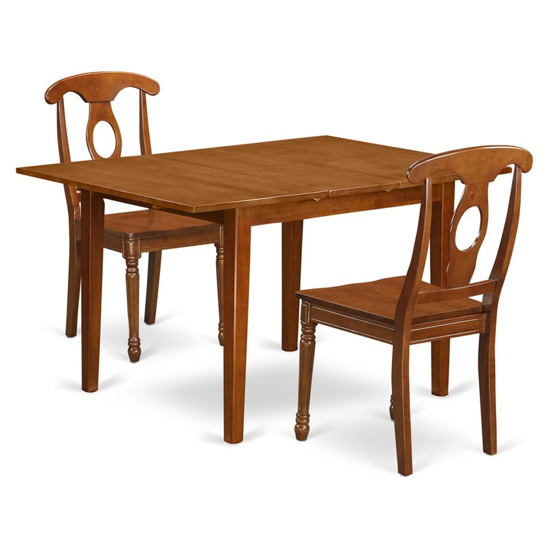 Pemberly Row Milan 3-Piece Dining Table Set with Saddle Brown Finish