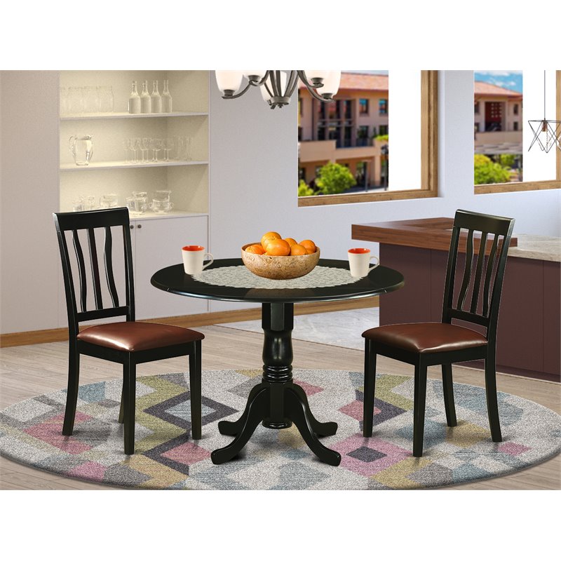 Pemberly Row 3-Piece Traditional Wood Dining Set in Black
