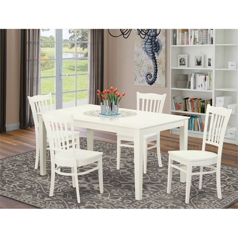 Pemberly Row 5-Piece Rectangle Dining Set in White