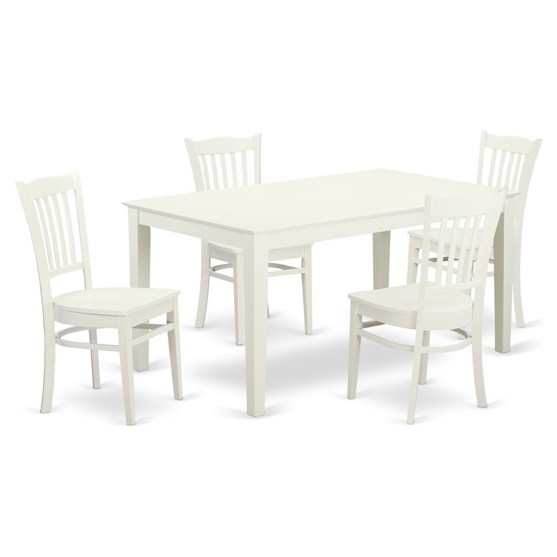 Pemberly Row 5-Piece Rectangle Dining Set in White