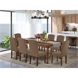 Pemberly Row Dover 9-Piece Dining Table Set in Mahogany/Dark Coffee