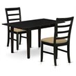 Pemberly Row Norfolk 3-Piece Wood Dining Set with Ladder Back in Black