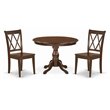Pemberly Row Hartland 3-Piece Dining Table and X-Back Chairs in Mahogany