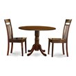 Pemberly Row Round Drop-Leaf Dining Table with Ladder Back Chairs in Mahogany