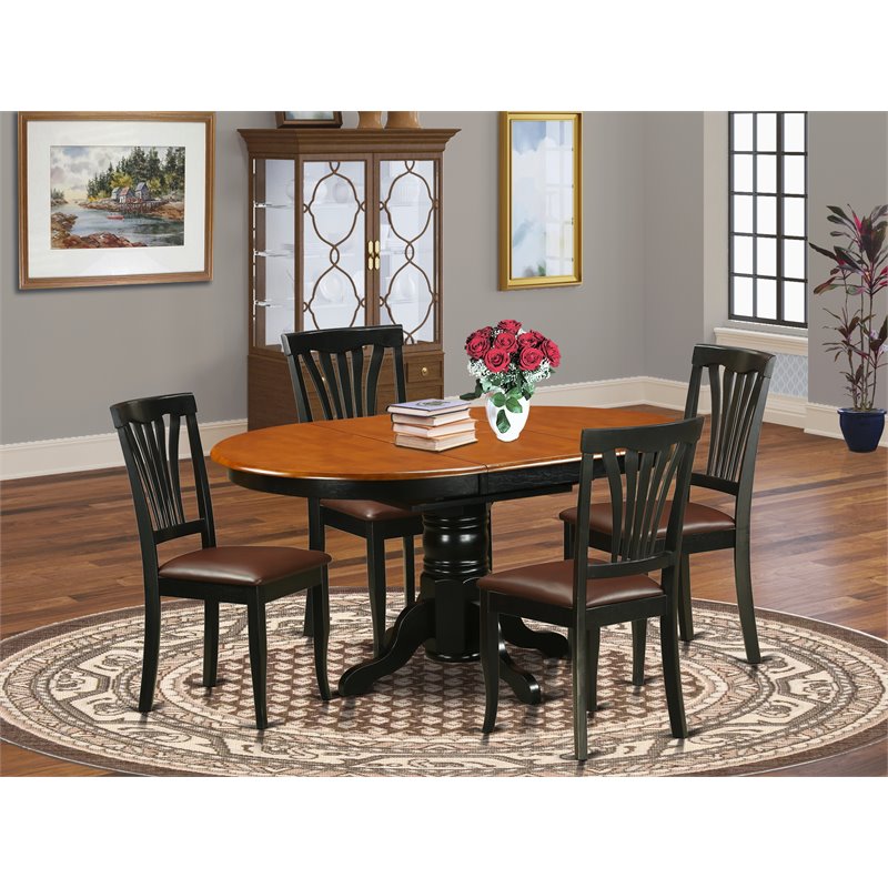 Pemberly Row 5-Piece Wood Dining Table Set in Black and Cherry Finish
