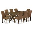 Pemberly Row X-Style 9-Piece Dining Set with Parson Chairs in Brown Smoke