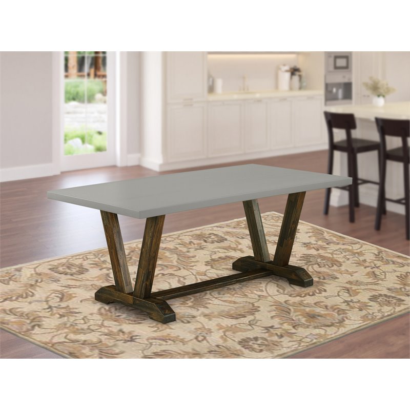 Pemberly Row 40x72-in Dining Table in Gray/Brown Solid Wood Design