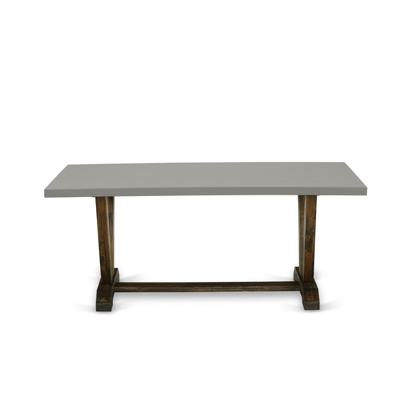 Pemberly Row 40x72-in Dining Table in Gray/Brown Solid Wood Design