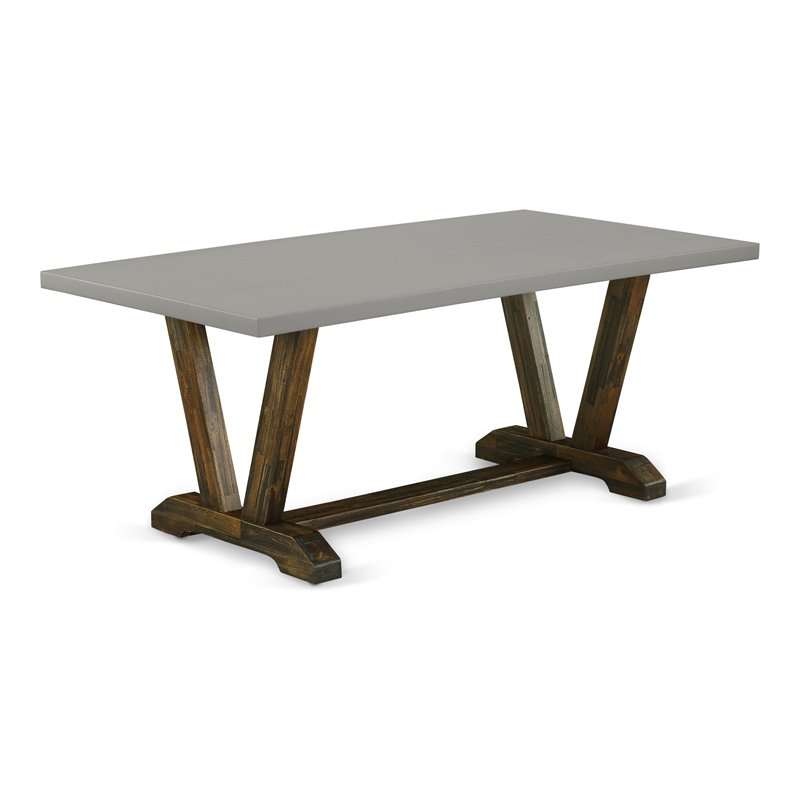 Pemberly Row 40x72-in Dining Table in Gray/Brown Solid Wood Design