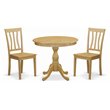 Pemberly Row 3-Piece Dining Set with Slatted Chairs in Oak