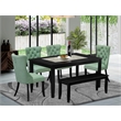 Pemberly Row 6-Piece Dining Set With Rubberwood in Black Finish