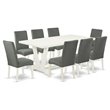 Pemberly Row V-Style 9-Piece Wood Dining Set in Gray Smoke Upholstery