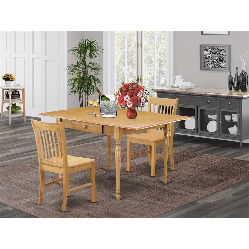Pemberly Row Monza 3-piece Traditional Wood Dining Room Set in Oak