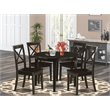 Pemberly Row 5-Piece Dining Set with Round Wood Table & 4 Chairs in Cappuccino