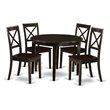 Pemberly Row 5-Piece Dining Set with Round Wood Table & 4 Chairs in Cappuccino