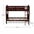 Pemberly Row Wood Twin Bunk Bed with Guard Rails in Java Finish