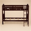 Pemberly Row Wood Twin Bunk Bed with Guard Rails in Java Finish