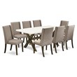 Pemberly Row X-Style 9-Piece Rubber Wood Dining Table Set with Khaki Fabric
