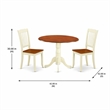 Pemberly Row Drop Leaf 3-Piece Round Wood Dining Set in Cream and Cherry