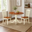 Pemberly Row Drop Leaf 3-Piece Round Wood Dining Set in Cream and Cherry