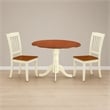 Pemberly Row Drop Leaf 3-Piece Round Wood Dining Set in Cream and Cherry