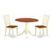 Pemberly Row Drop Leaf 3-Piece Round Wood Dining Set in Cream and Cherry