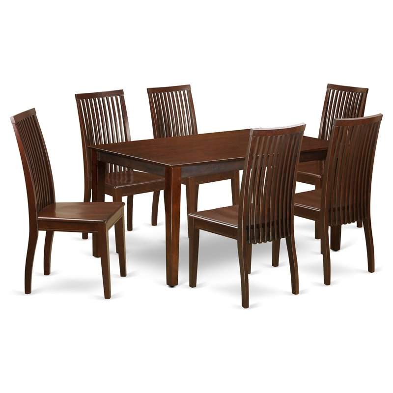 Pemberly Row 7-Piece Mahogany Wood Dining Table and Chairs Set