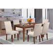 Pemberly Row Capri 7-Piece Wood Dining Set in Mahogany/Cream