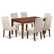 Pemberly Row Capri 7-Piece Wood Dining Set in Mahogany/Cream