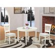 Pemberly Row 3-Piece Wood Dining Set with Linen Seats in White/Black
