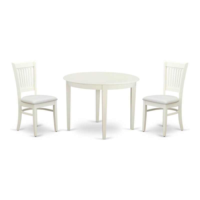 Pemberly Row 3-Piece Wood Dining Set with Linen Seats in White/Black