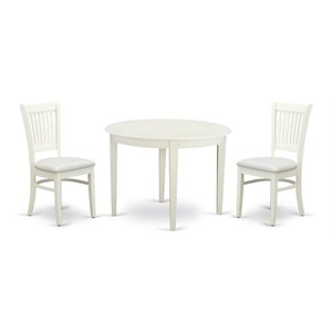 Pemberly Row 3-Piece Wood Dining Set with Linen Seats in White/Black