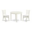 Pemberly Row 3-Piece Wood Dining Set with Linen Seats in White/Black