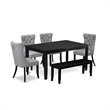 Pemberly Row 6-Piece Dining Table Set with Wood Frame in Black and Light Gray