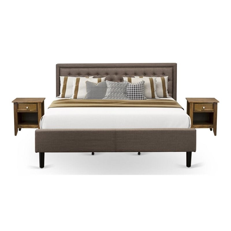 Pemberly Row 3-Piece King Bedroom Set with Nightstands in Antique Walnut