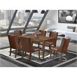Pemberly Row 7-Piece Wood Dining Set Rectangular Table Brown PU Chair Mahogany