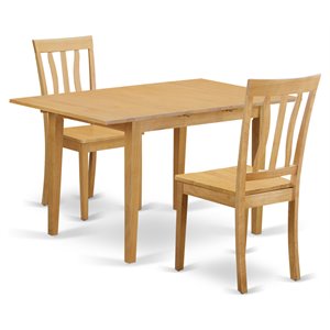 Pemberly Row 3-Piece Dining Table Set with Wood Chairs in Oak Finish