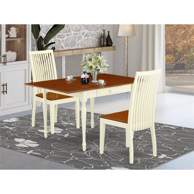 Pemberly Row 3-Piece Dining Set in Buttermilk and Cherry