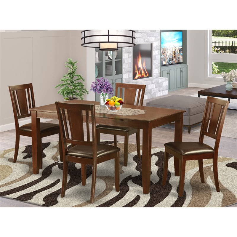 Pemberly Row 5-Piece Wood Dining Set with Mahogany Finish