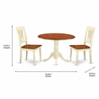 Pemberly Row 3-Piece Wood Dining Set with Drop Leaf Table in Buttermilk & Cherry