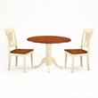 Pemberly Row 3-Piece Wood Dining Set with Drop Leaf Table in Buttermilk & Cherry
