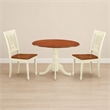 Pemberly Row 3-Piece Wood Dining Set with Drop Leaf Table in Buttermilk & Cherry