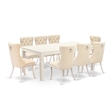Pemberly Row 9-Piece Dining Table Set with Butterfly Leaf in Linen White/Beige