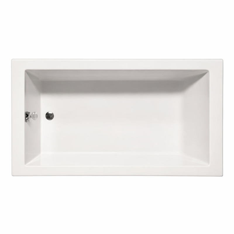 Pemberly Row Venice Rectangle Whirlpool Bathtub 60x32x22 in Biscuit
