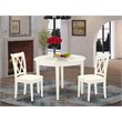 Pemberly Row Boston 3-Piece Round Kitchen Table and Linen Chairs in White