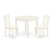 Pemberly Row Boston 3-Piece Round Kitchen Table and Linen Chairs in White